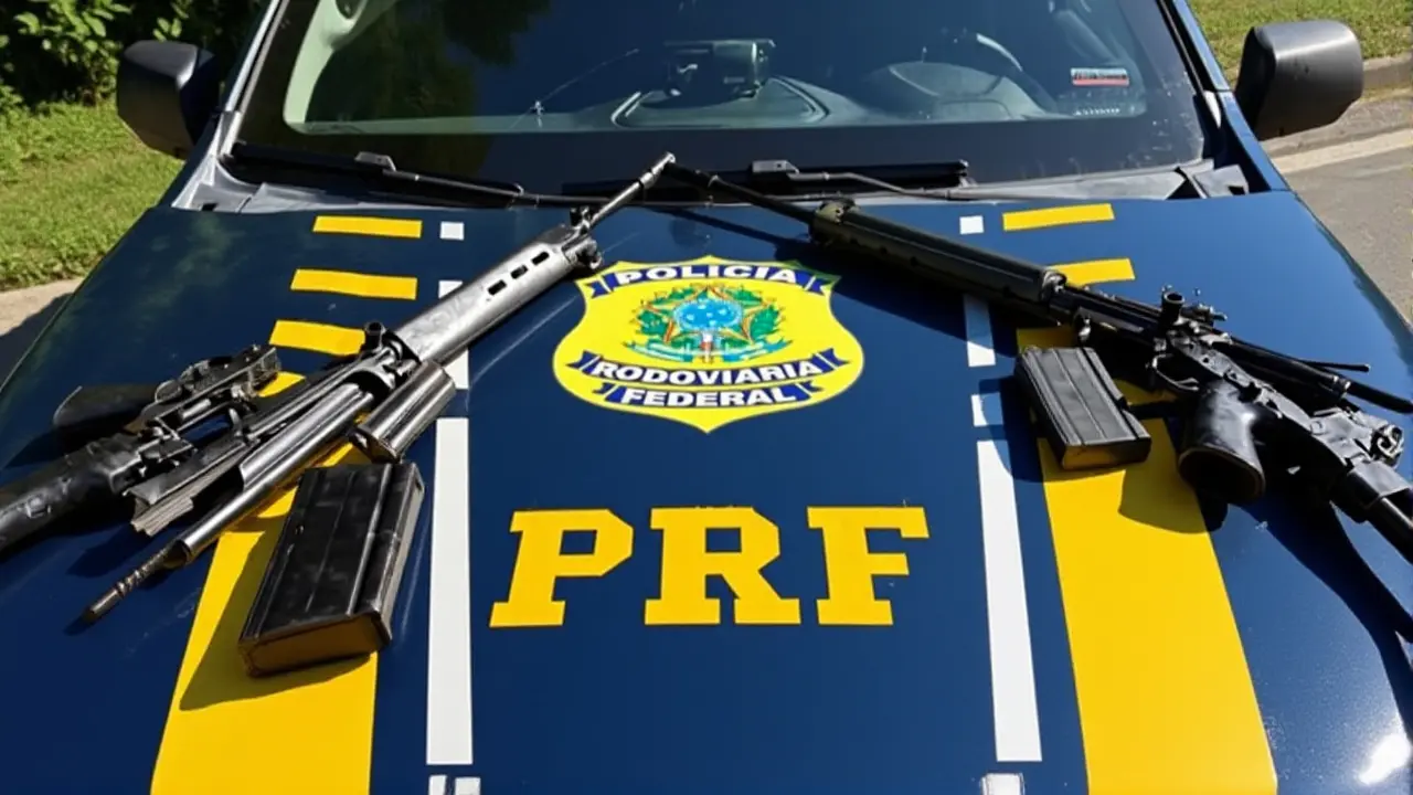 PRF prende homem com dois fuzis na BR-040 em Petrópolis